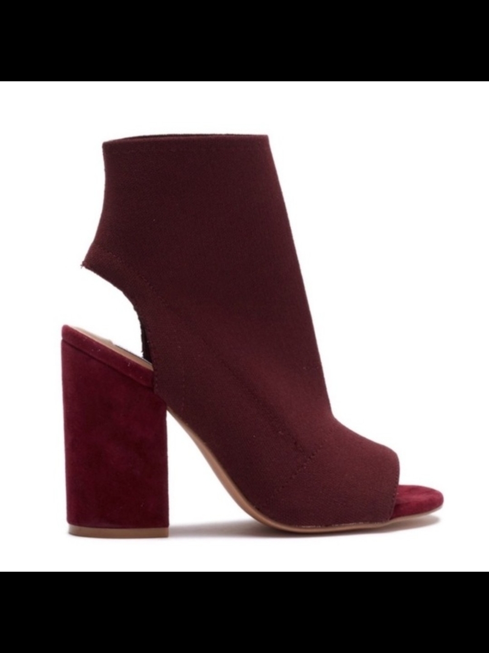 Steve Madden Burgundy Open-Toe Block Heel Bootie